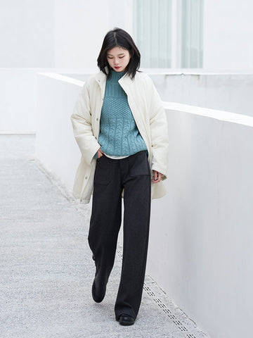 レディースワーク風ミニマル中綿ジャケット