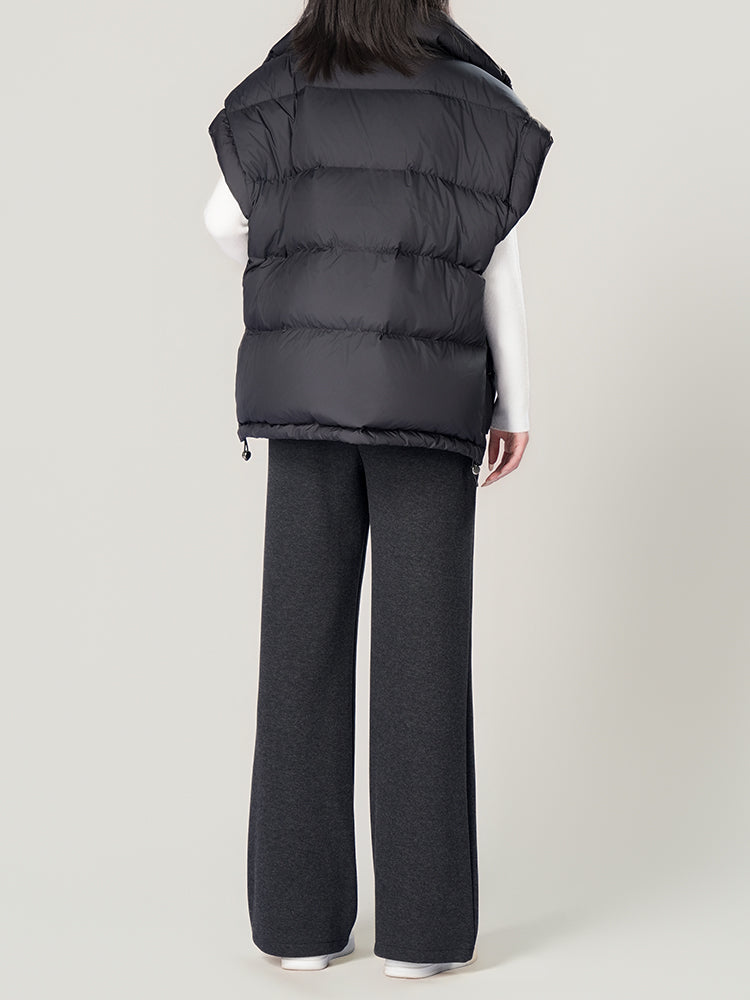 ウールシルク混糸厚手ワイドパンツ