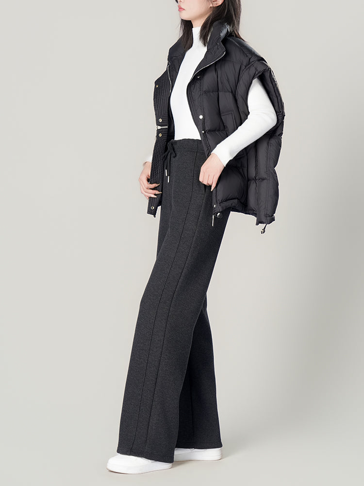 ウールシルク混糸厚手ワイドパンツ