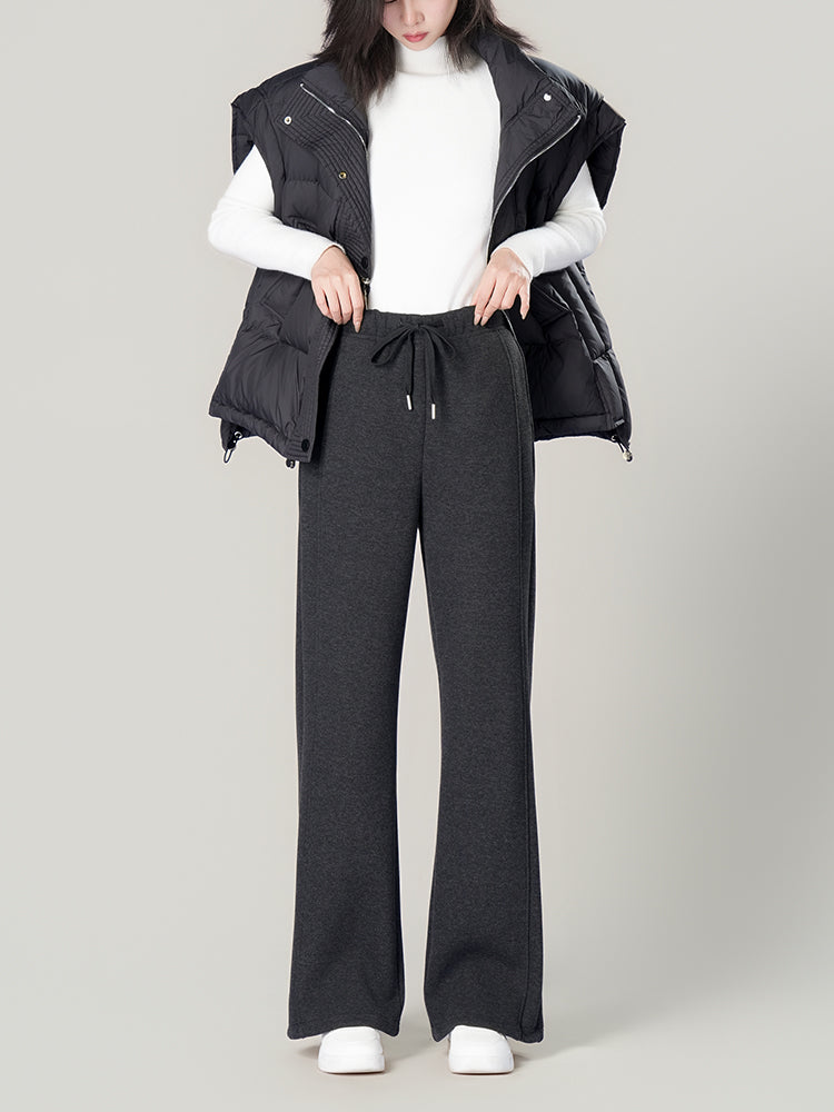 ウールシルク混糸厚手ワイドパンツ