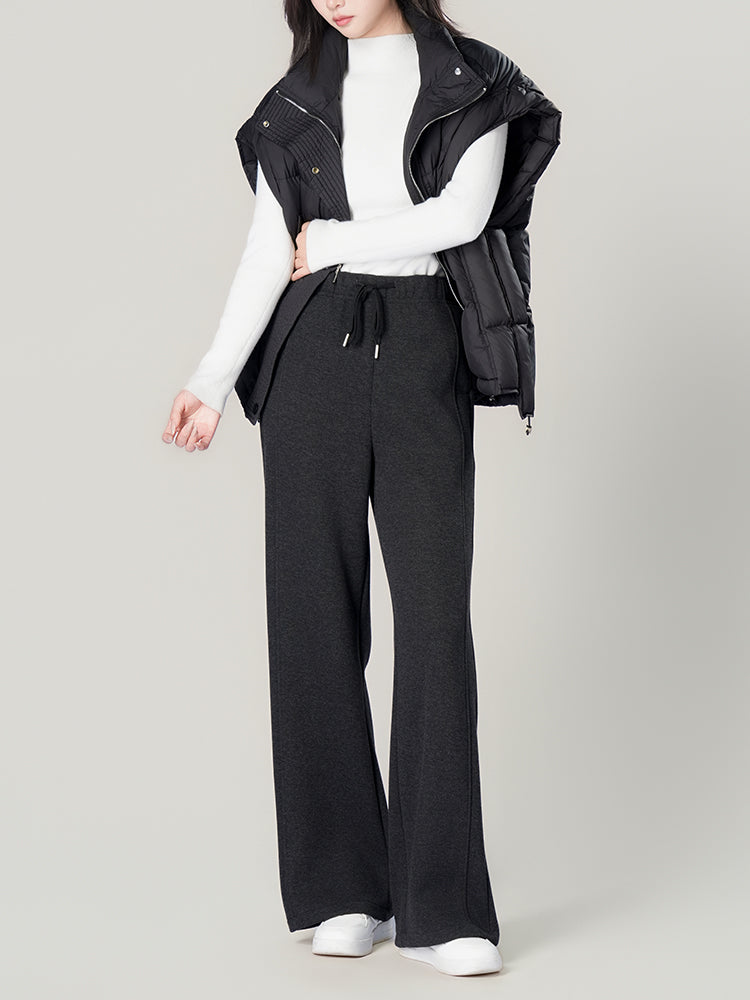 ウールシルク混糸厚手ワイドパンツ