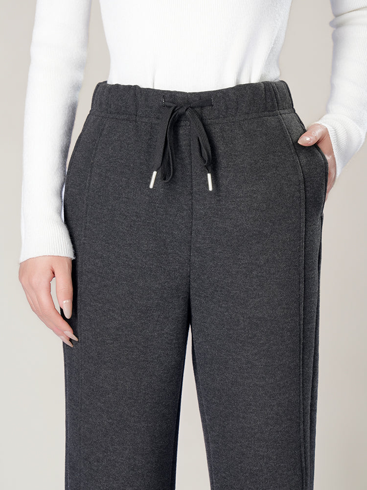 ウールシルク混糸厚手ワイドパンツ