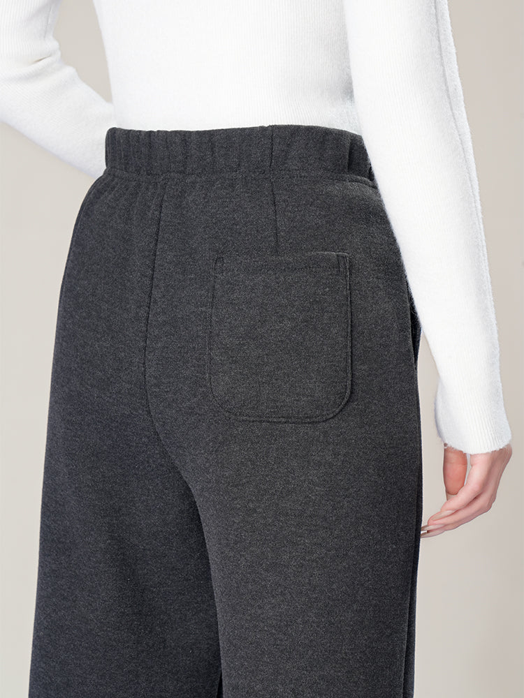 ウールシルク混糸厚手ワイドパンツ