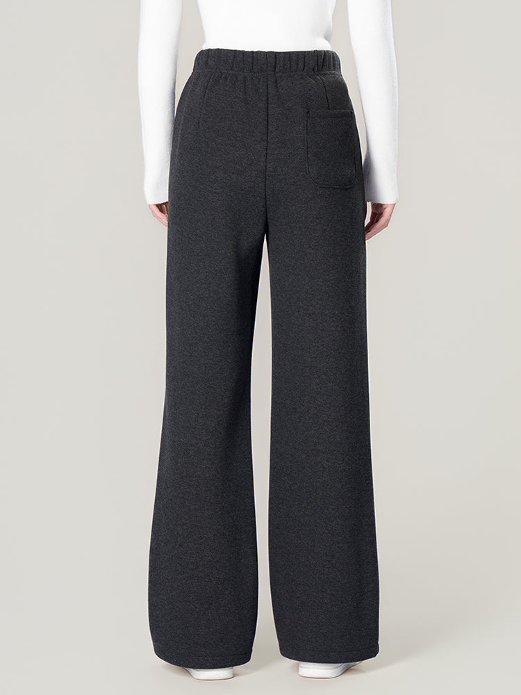 ウールシルク混糸厚手ワイドパンツ