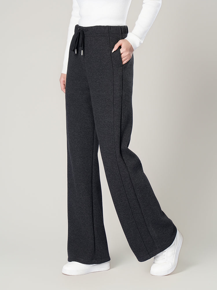 ウールシルク混糸厚手ワイドパンツ