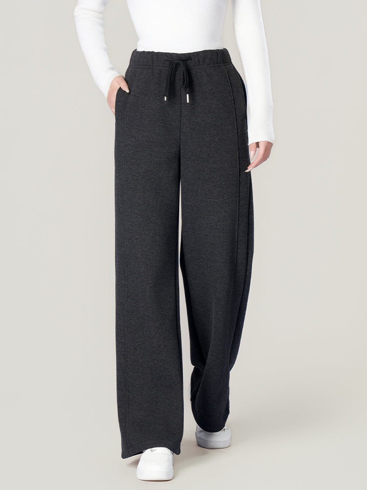 ウールシルク混糸厚手ワイドパンツ