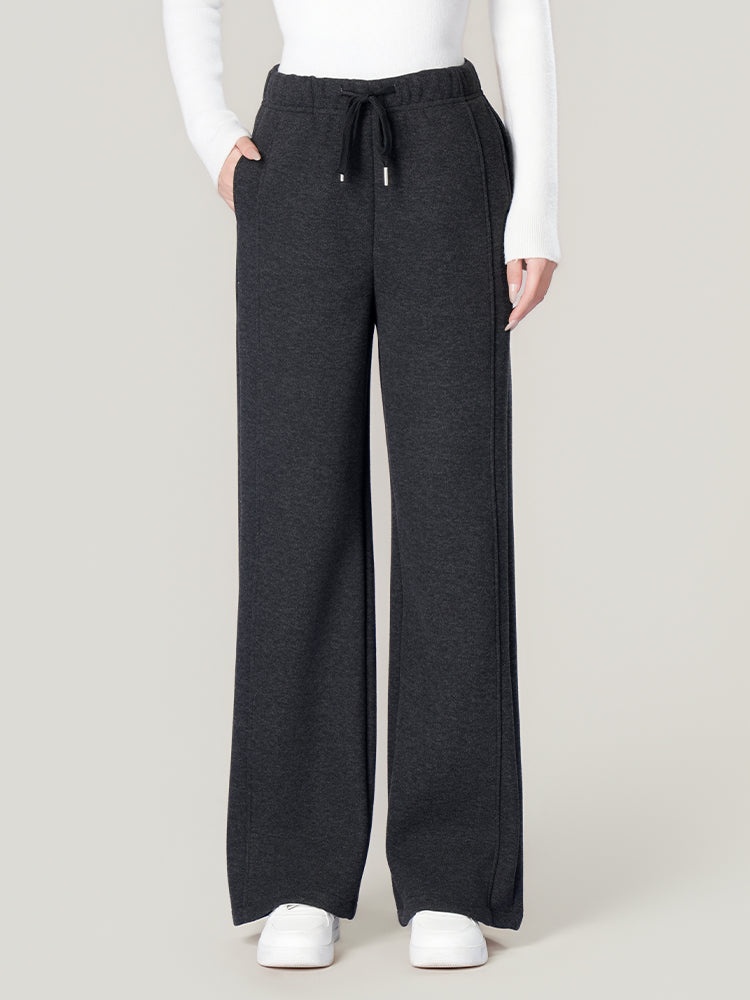 ウールシルク混糸厚手ワイドパンツ