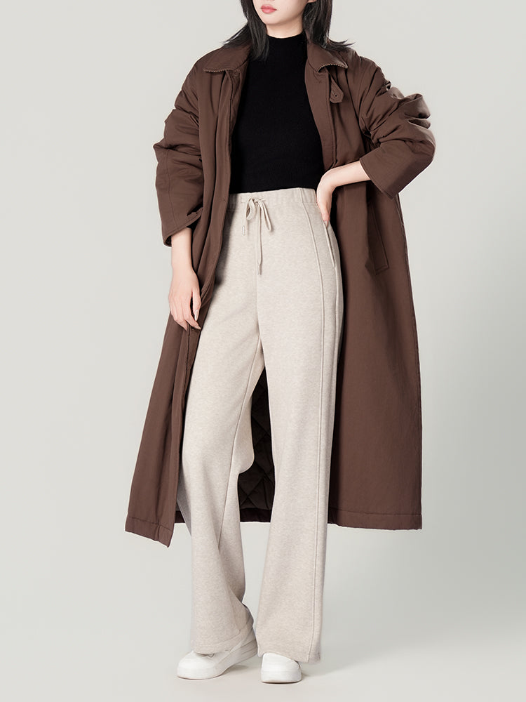 ウールシルク混糸厚手ワイドパンツ