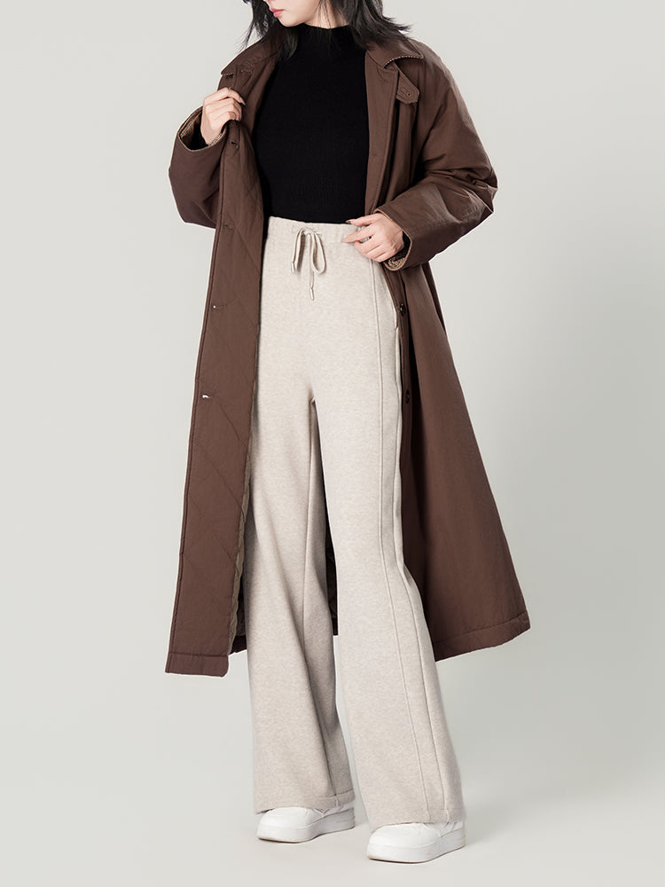 ウールシルク混糸厚手ワイドパンツ