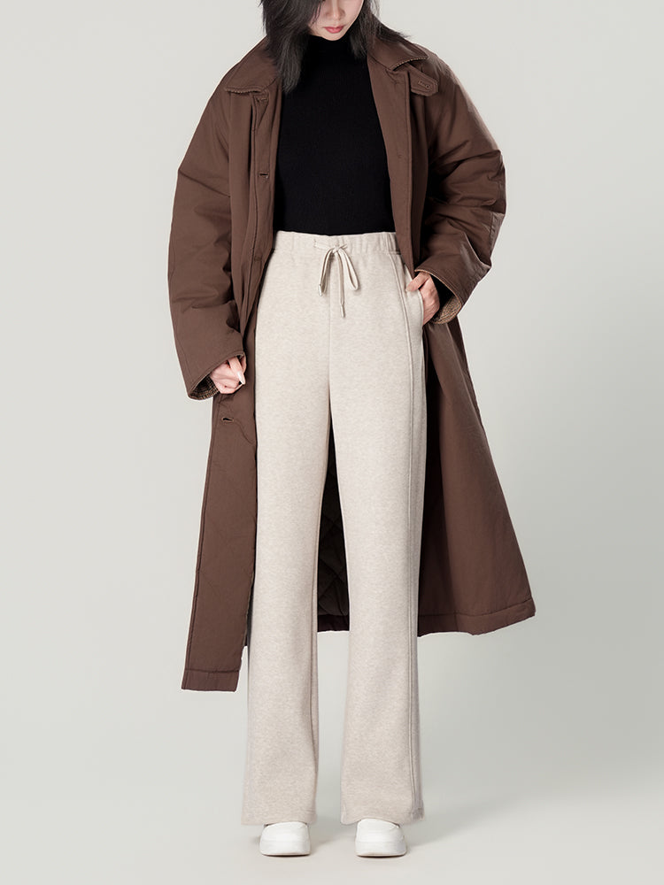 ウールシルク混糸厚手ワイドパンツ