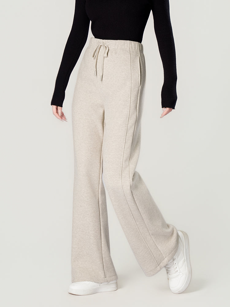 ウールシルク混糸厚手ワイドパンツ