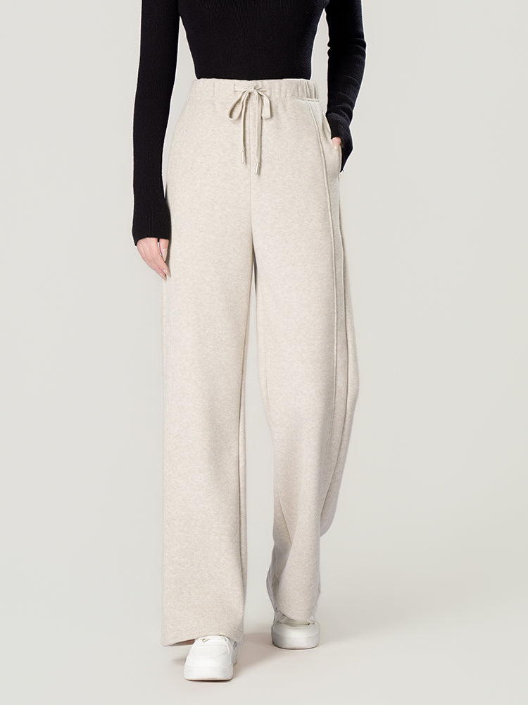 ウールシルク混糸厚手ワイドパンツ