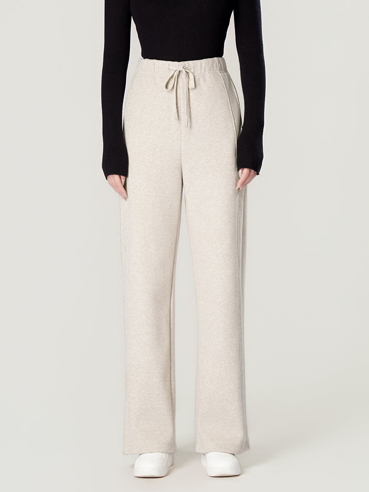 ウールシルク混糸厚手ワイドパンツ