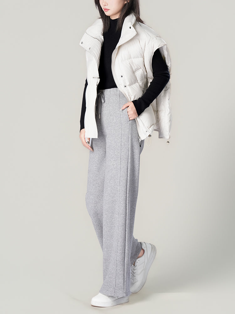 ウールシルク混糸厚手ワイドパンツ