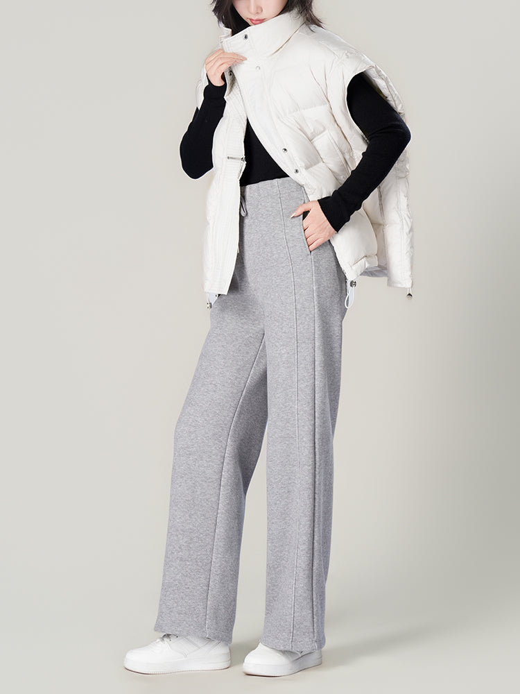 ウールシルク混糸厚手ワイドパンツ