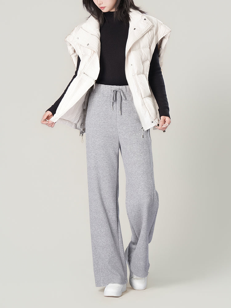 ウールシルク混糸厚手ワイドパンツ