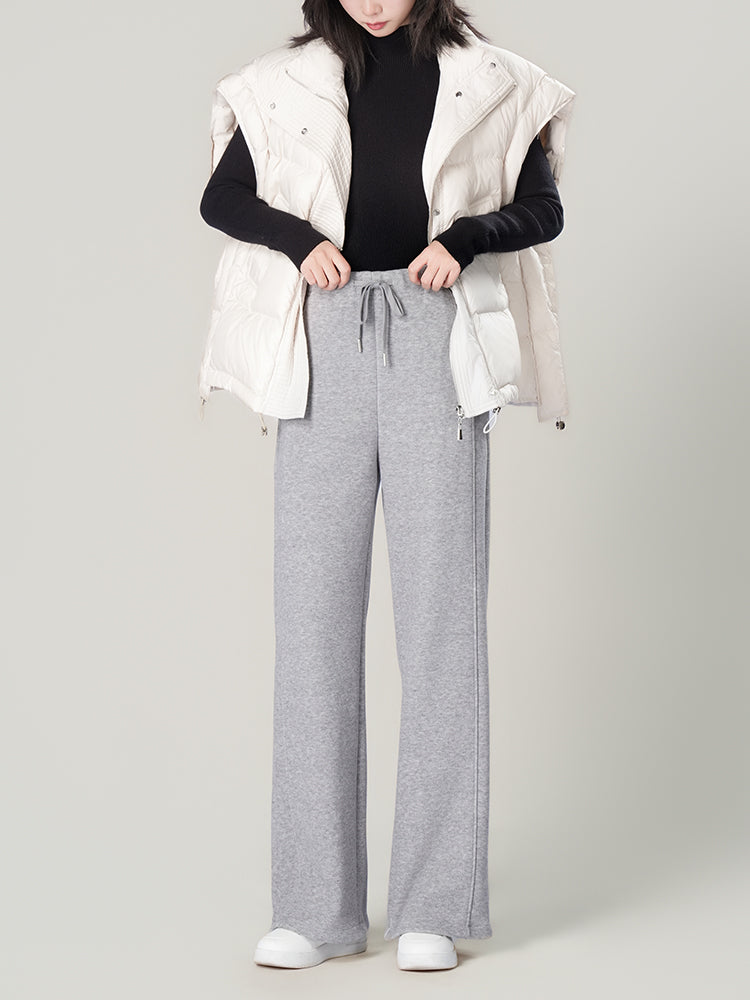 ウールシルク混糸厚手ワイドパンツ