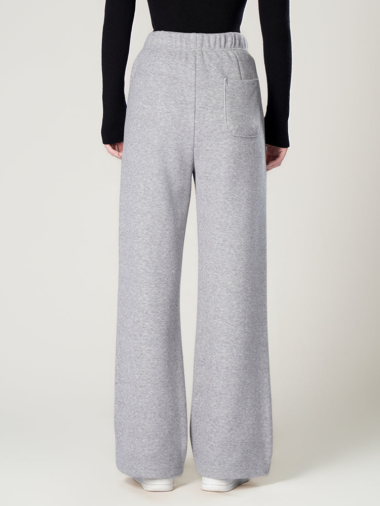 ウールシルク混糸厚手ワイドパンツ