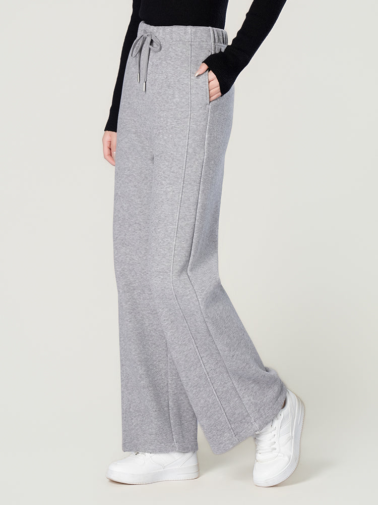 ウールシルク混糸厚手ワイドパンツ