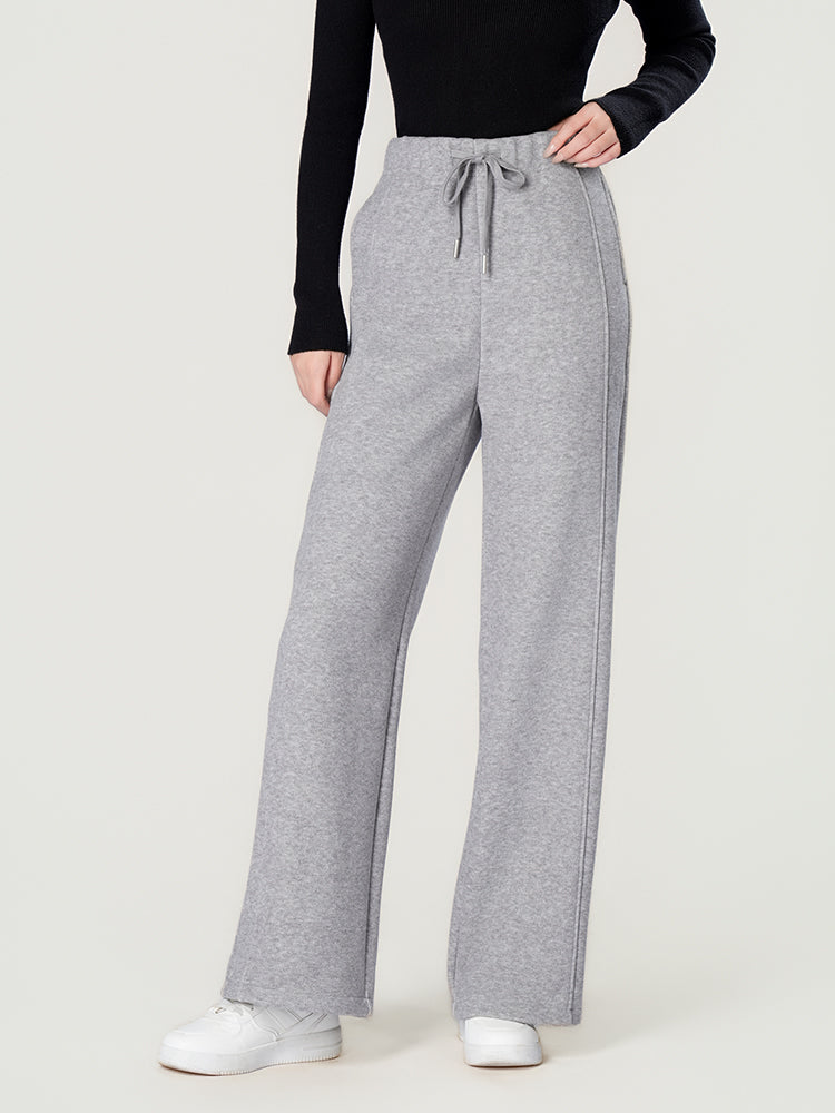 ウールシルク混糸厚手ワイドパンツ