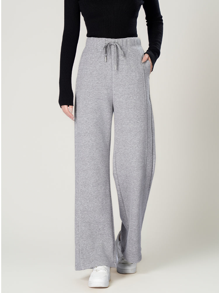 ウールシルク混糸厚手ワイドパンツ