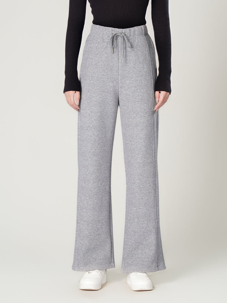 ウールシルク混糸厚手ワイドパンツ