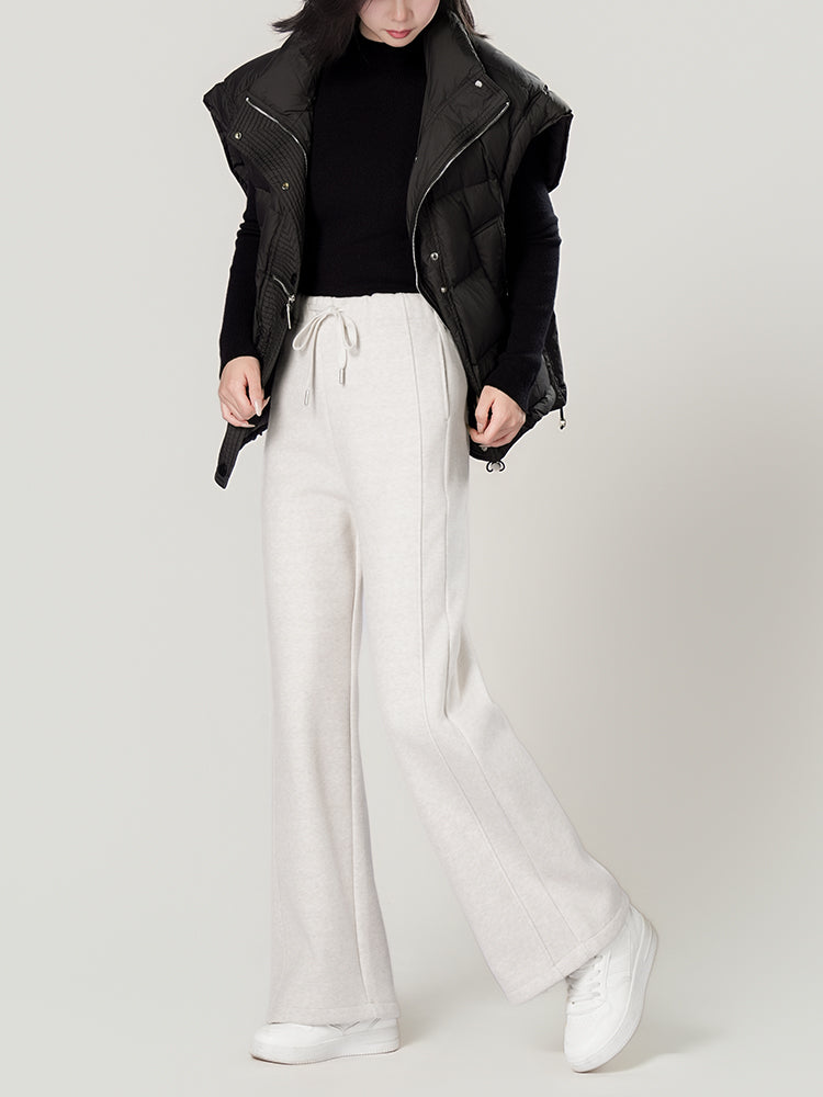 ウールシルク混糸厚手ワイドパンツ