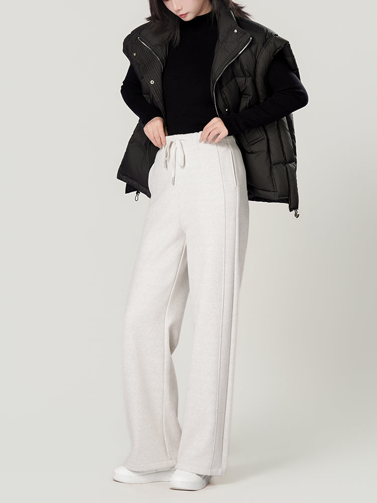 ウールシルク混糸厚手ワイドパンツ