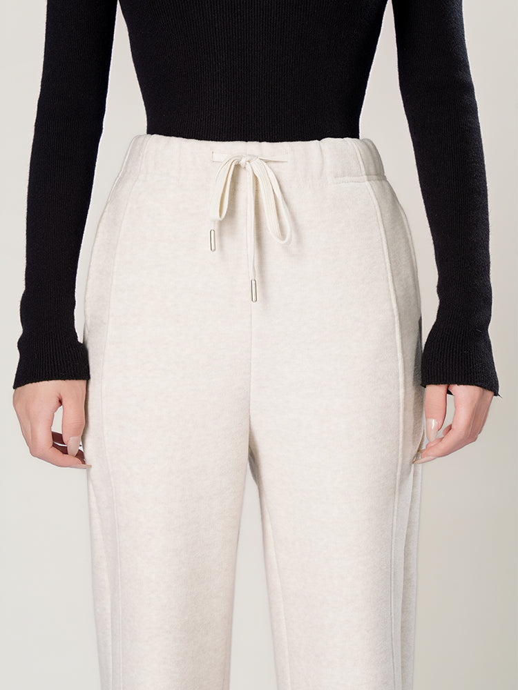 ウールシルク混糸厚手ワイドパンツ