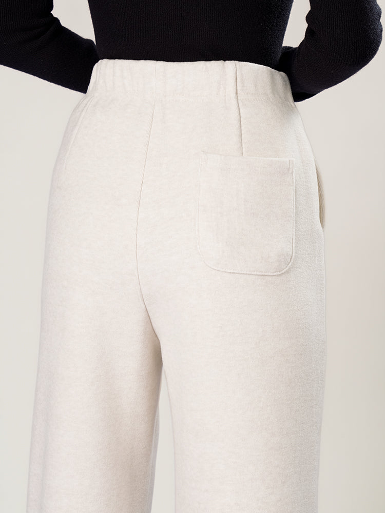 ウールシルク混糸厚手ワイドパンツ