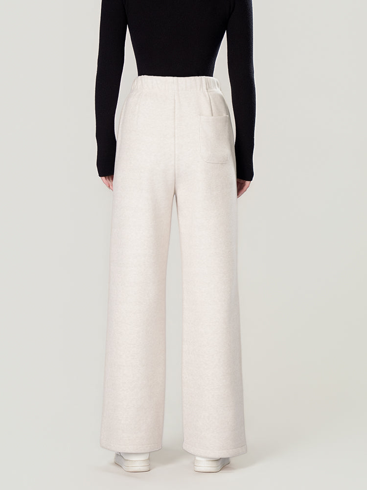 ウールシルク混糸厚手ワイドパンツ