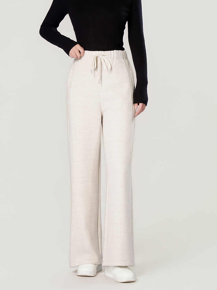 ウールシルク混糸厚手ワイドパンツ