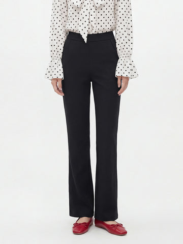 【 タイム限定 さらに20%OFF】高ウエスト フィット ストレート カジュアルパンツ