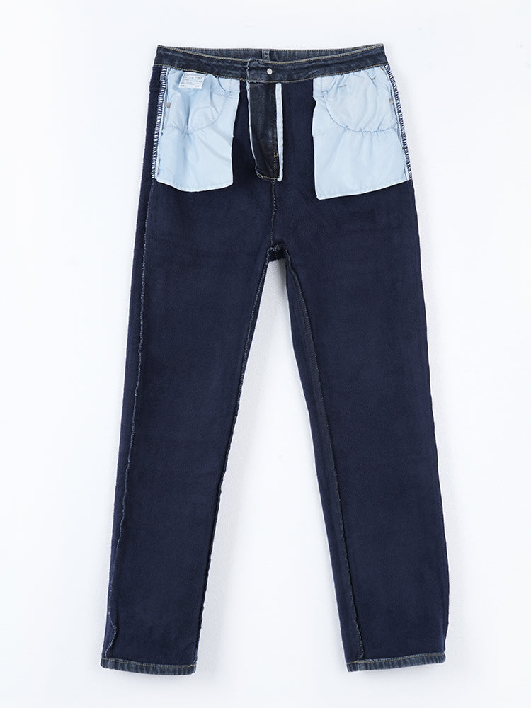 ブラック裏起毛ハイウエストデニムパンツ