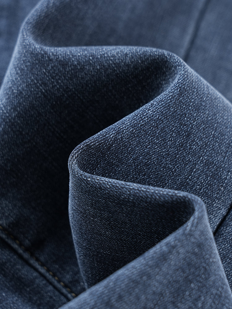 ブラック裏起毛ハイウエストデニムパンツ