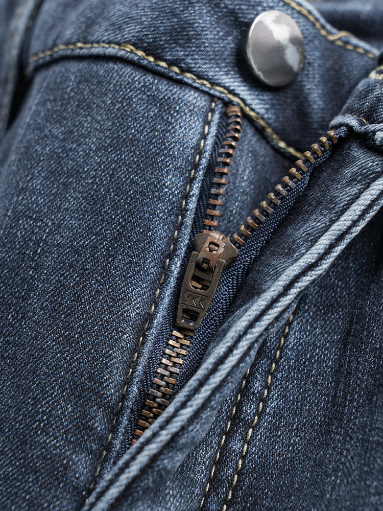 ブラック裏起毛ハイウエストデニムパンツ