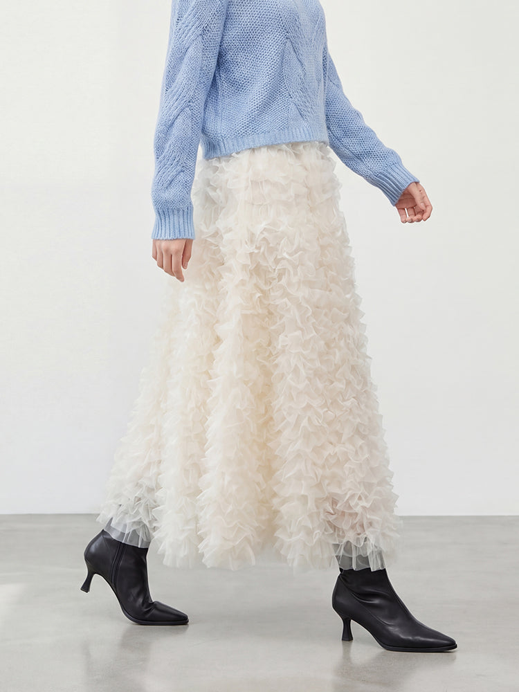 【ボリュームティアードスカート】 軽量で着心地抜群 洗濯機 OK 型崩れしにくい コーデしやすい万能スカート