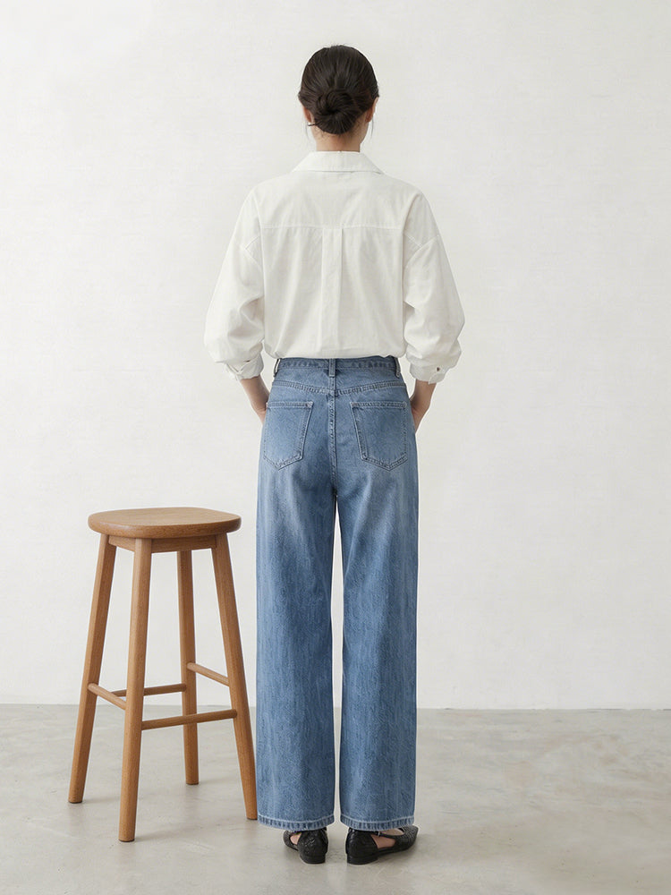 【 タイム限定 さらに20%OFF！！！】斜めボタンワイドデニム｜個性的な斜めデザインでウエストすっきり オールシーズン対応【大きめサイズですので、ワンサイズ下をおすすめします】