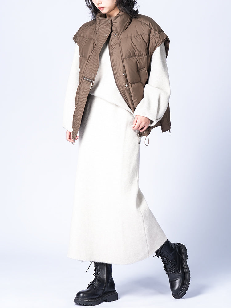 ラウンドネックニットスカートセット