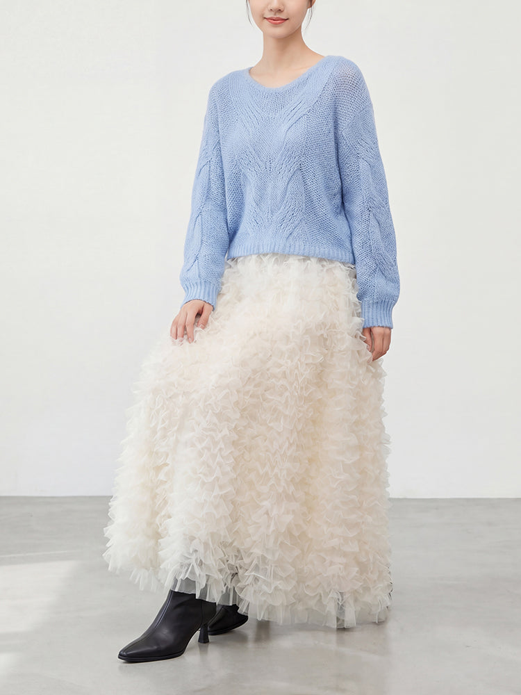 【ボリュームティアードスカート】 軽量で着心地抜群 洗濯機 OK 型崩れしにくい コーデしやすい万能スカート