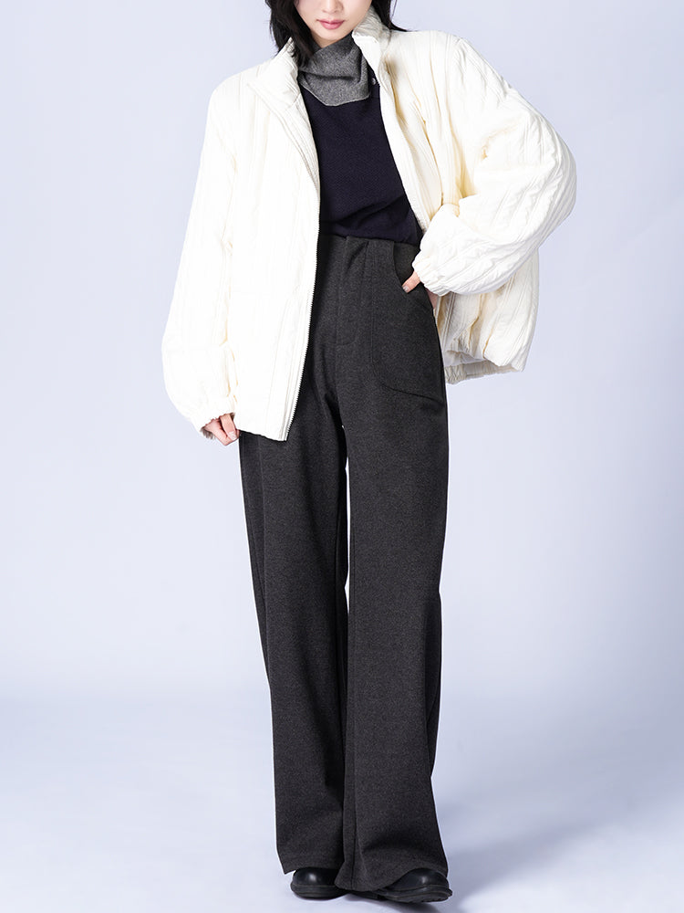 スタンドカラー 綿入りジャケット