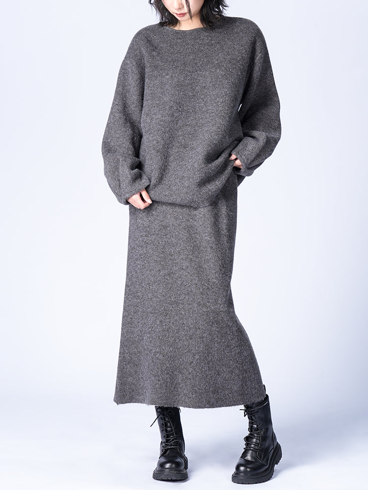 ラウンドネックニットスカートセット