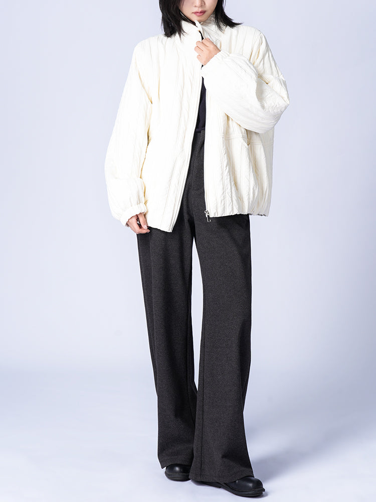 スタンドカラー 綿入りジャケット