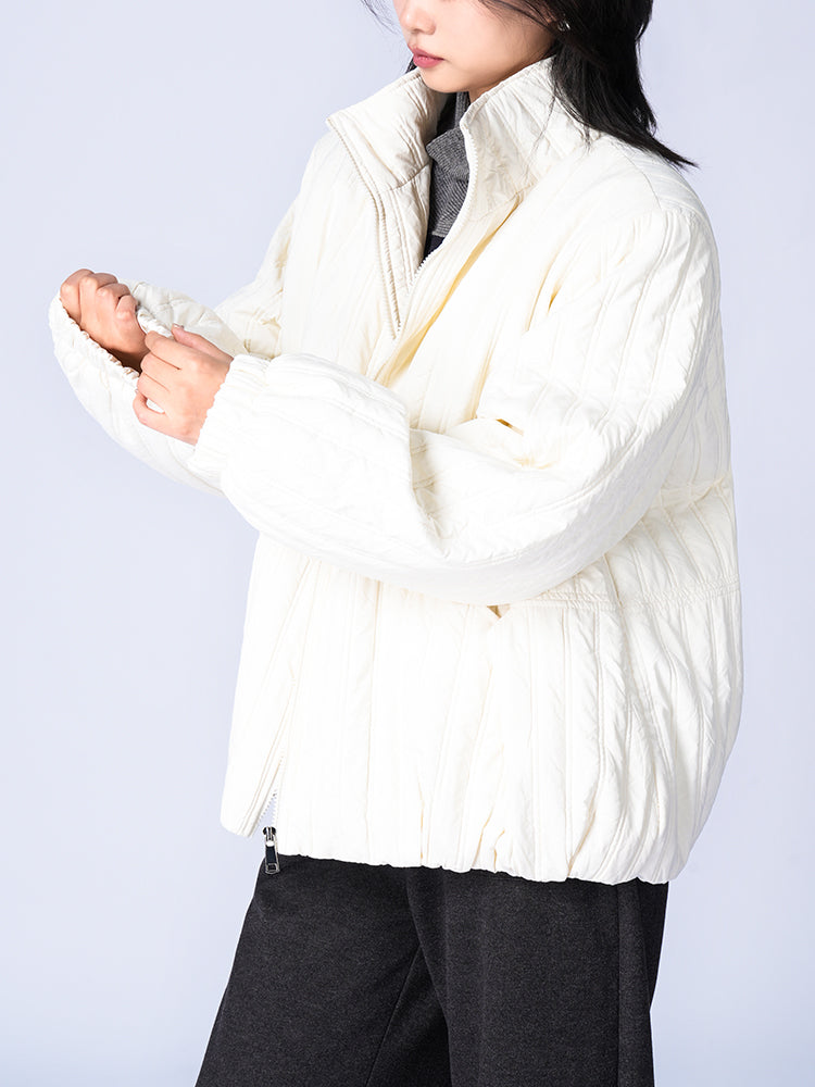 スタンドカラー 綿入りジャケット