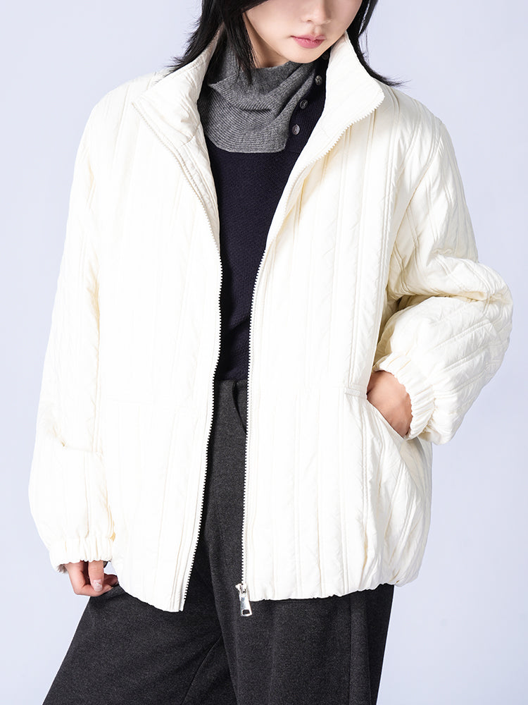スタンドカラー 綿入りジャケット
