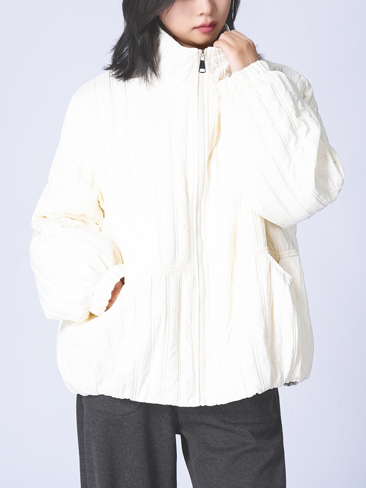 スタンドカラー 綿入りジャケット