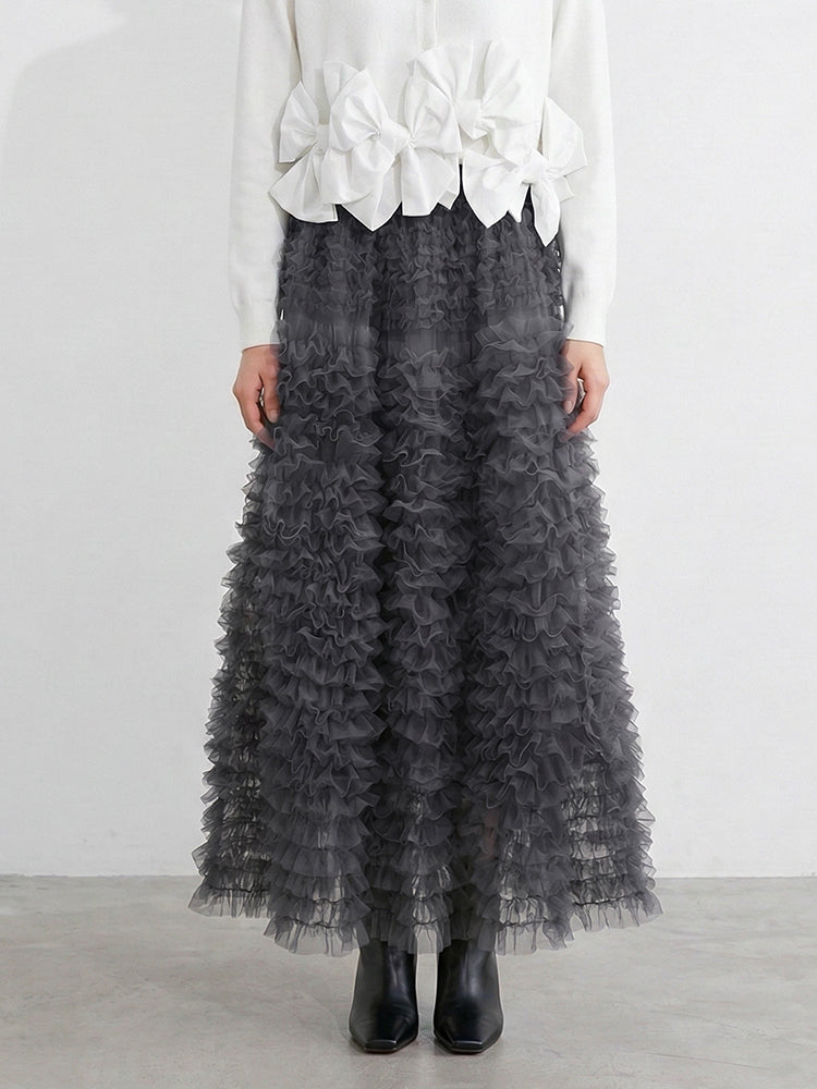 【ボリュームティアードスカート】 軽量で着心地抜群 洗濯機 OK 型崩れしにくい コーデしやすい万能スカート