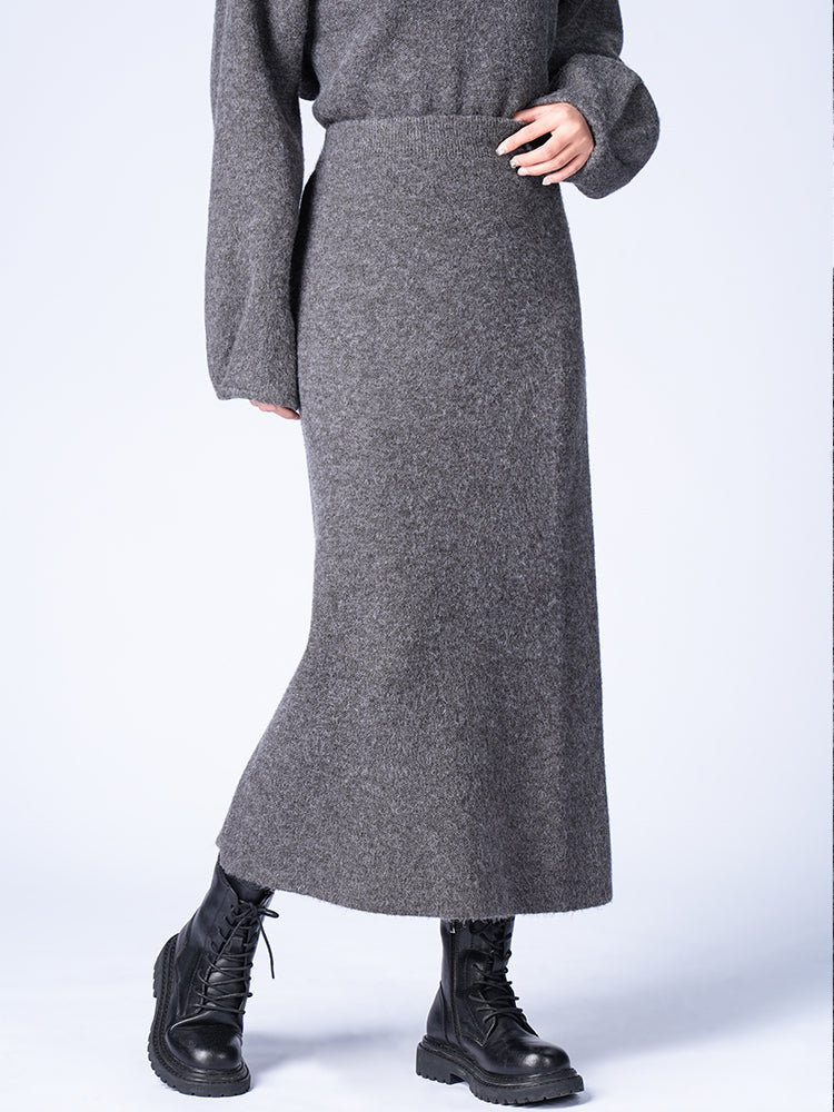 ラウンドネックニットスカートセット
