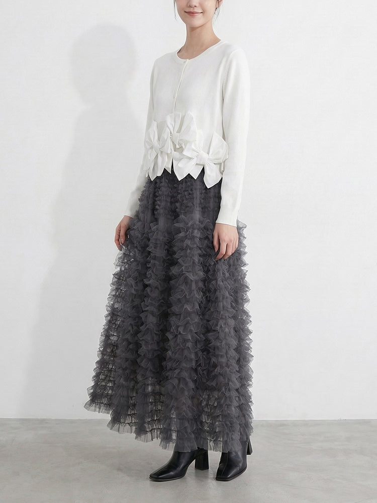 【ボリュームティアードスカート】 軽量で着心地抜群 洗濯機 OK 型崩れしにくい コーデしやすい万能スカート