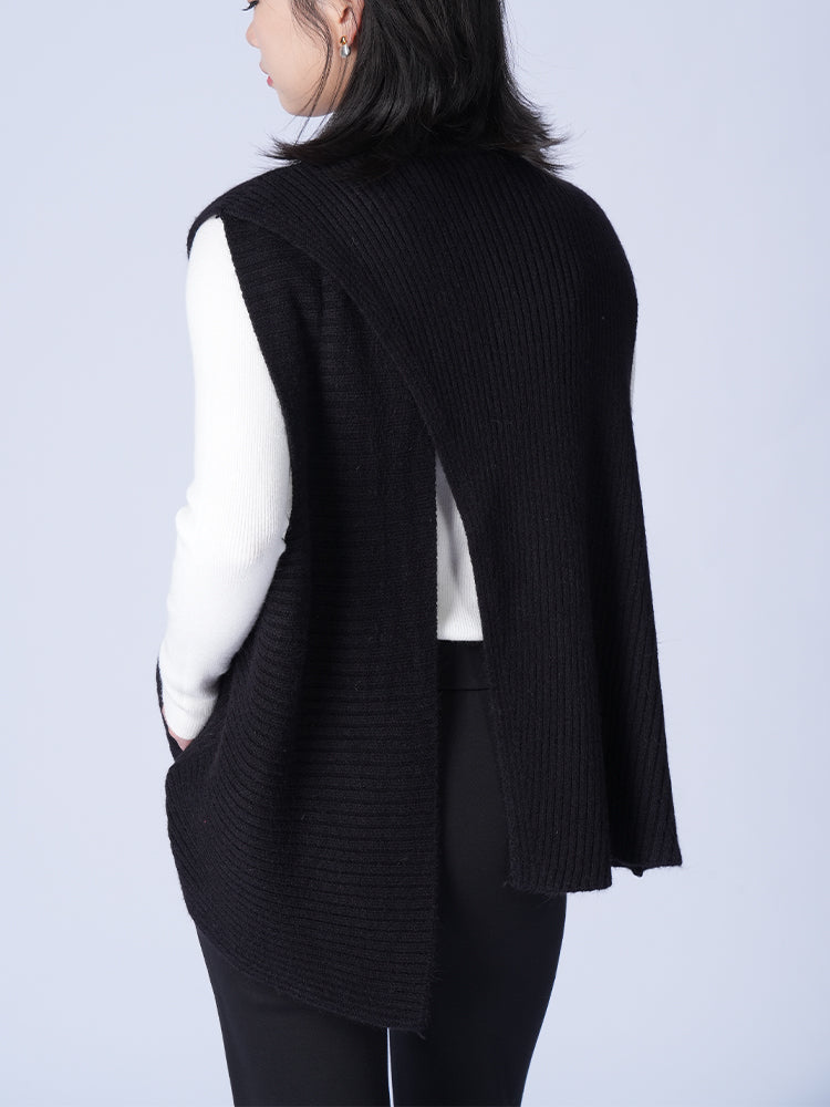 ゆったり アシンメトリー ニットベスト